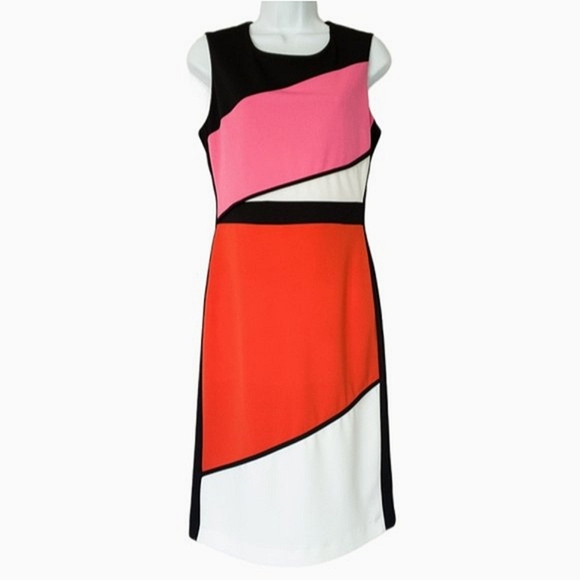 Sandro Ferrone Roma Colorblock Sleeveless Sheath Dress - Picture 1 of 13